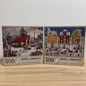 Lot Of 2 Bits And Pieces 500 Piece Puzzles NEW FRIENDS After The Snow Has Fallen